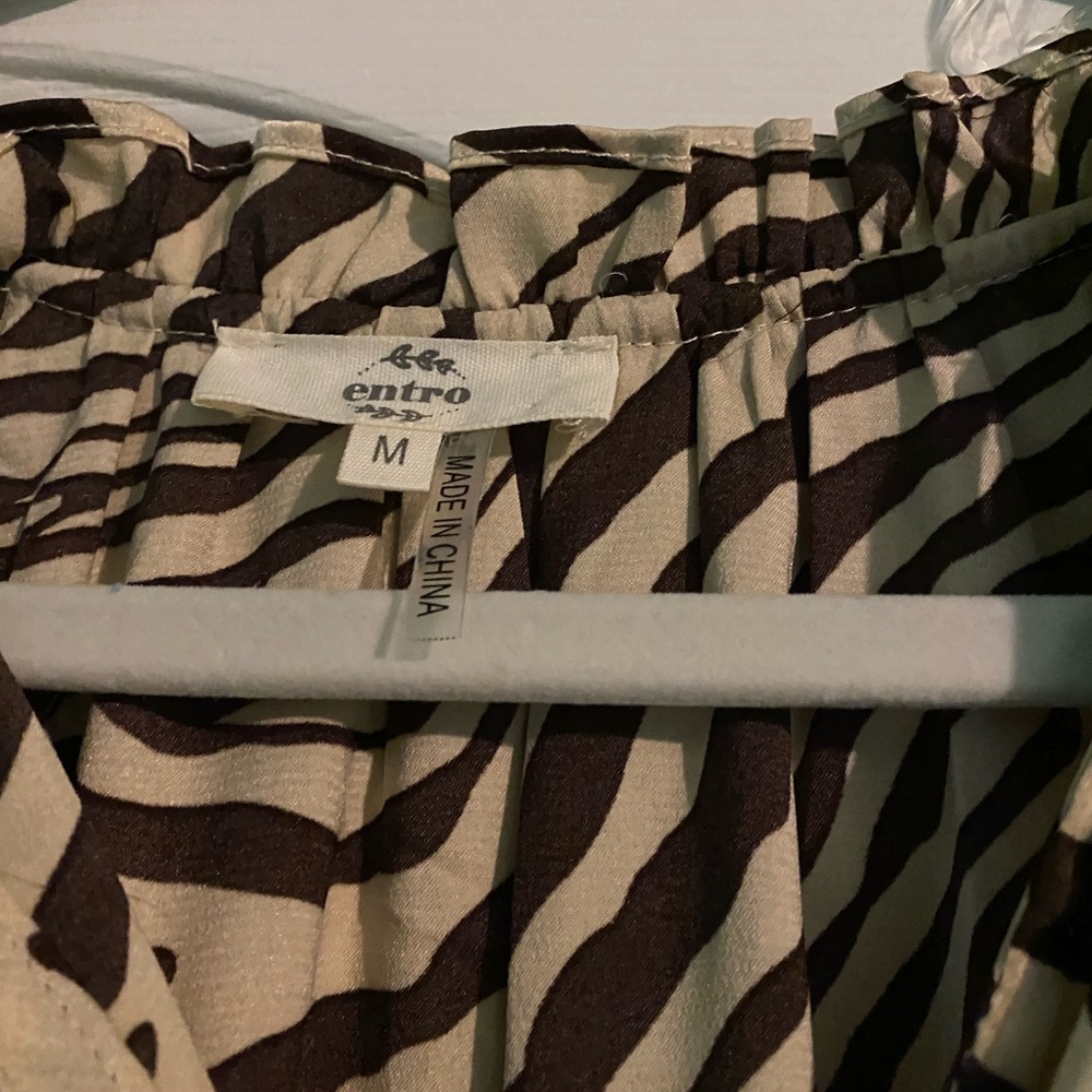 Tiered Zebra-Print Women's Dress - Black & Cream - Picture 3 of 9